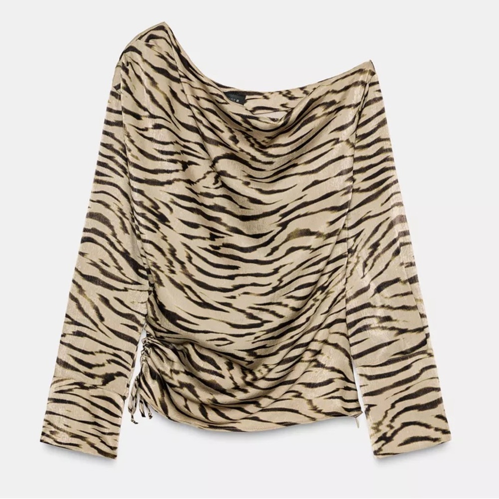 Zara Animal Print Long Sleeve Top